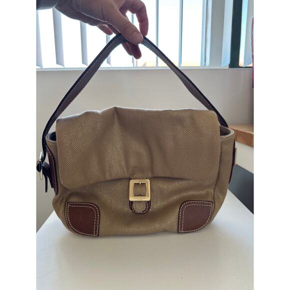 Kate Spade Vintage Metallic Woven Canvas & Leather Buckle Flap Shoulder Bag - Picture 1 of 8